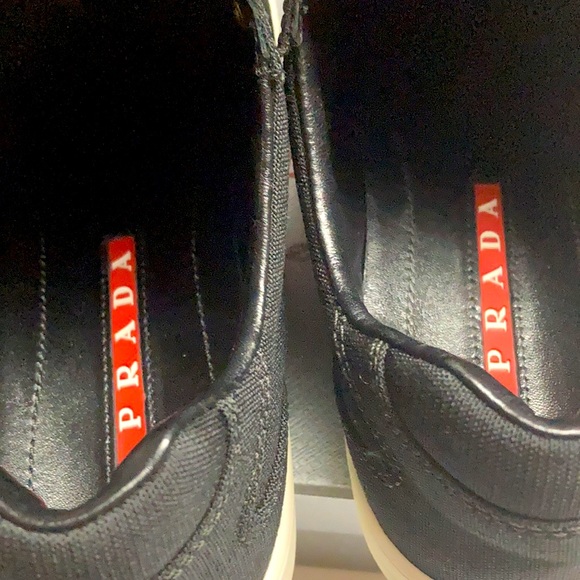 PRADA New! Fabric Nylon Leather Vintage Gabardine Sneakers Size 36 1/2 - Picture 6 of 13